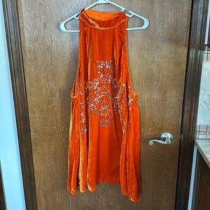 Free People Velvet Orange Dress - Size XL